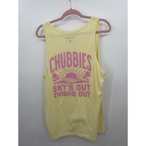 NEW Chubbies Men's M Sky's Out Thighs Out Graphic Tank Top‎ Yellow